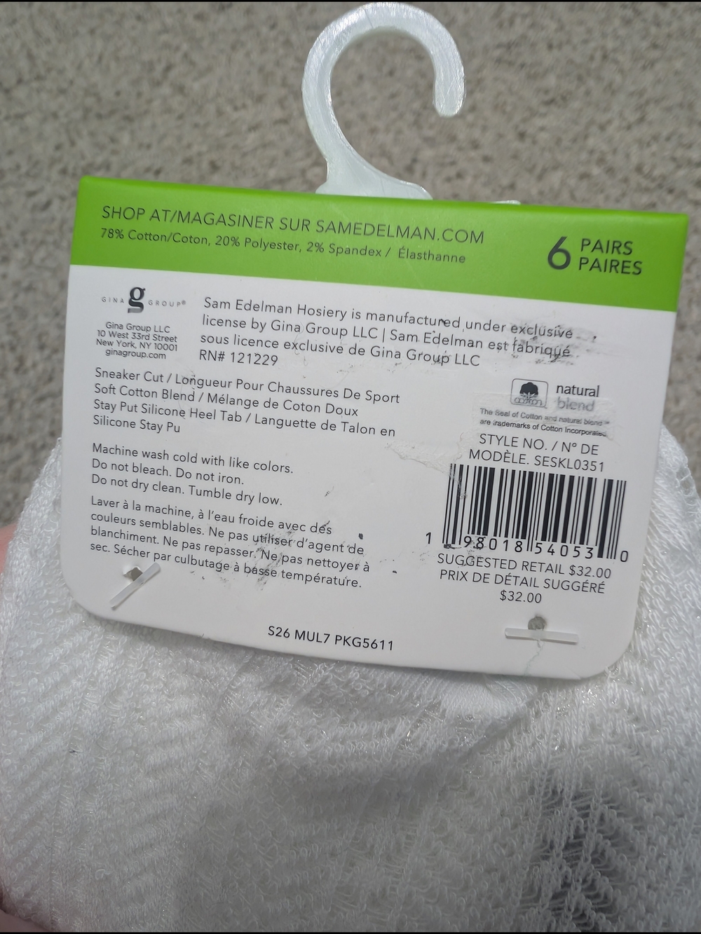 Sam Edelman Lace Cotton No Show Ankle Socks (6 Pairs) - Picture 3 of 6